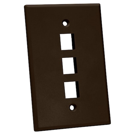 Quest Technology International Oversized Keystone Wall Plate, Single-Gang - 3 Ports, Brown NFP-5033